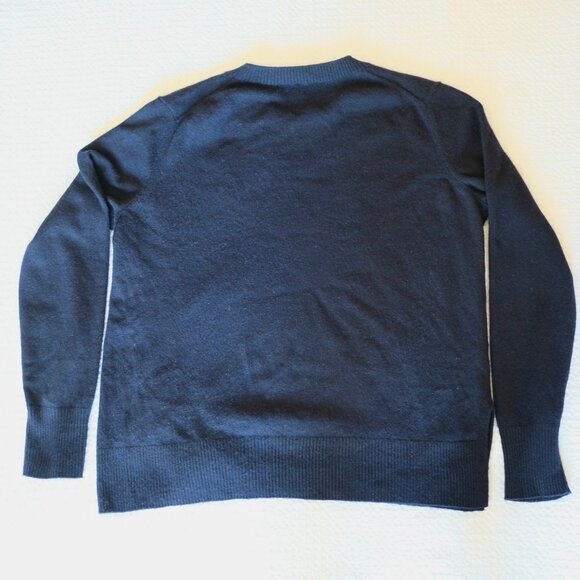 VINCE 100% Cashmere Cinched Side Navy Crew Neck Sweater - Picture 2 of 10